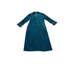 Jasmine Rose Signature M Green Velour Robe House Coat golden embroidery preowned
